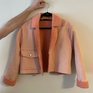 Zara Peach Fleece/Suede Cropped Jacket. Great condition!